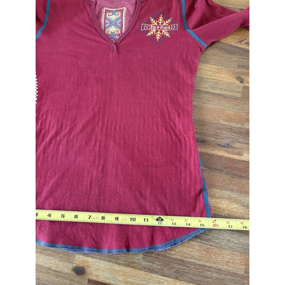 Alp-n-Rock Ladies Madeline Henley Shirt Women's Extra Small Deep Red Embroidered - Picture 12 of 16